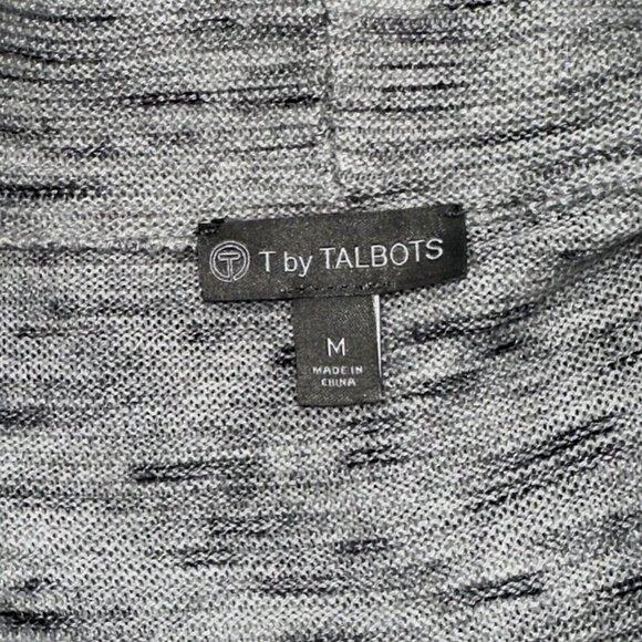 T by Talbots Women's Soft Top Tunic Gray Striped Knit Drawstring Cowl Neck Sz M - Picture 5 of 6